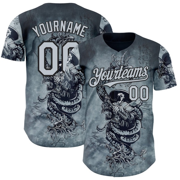 Custom Silver Silver-Black David Lozeau In Death The Demon Sleeps Authentic Baseball Jersey