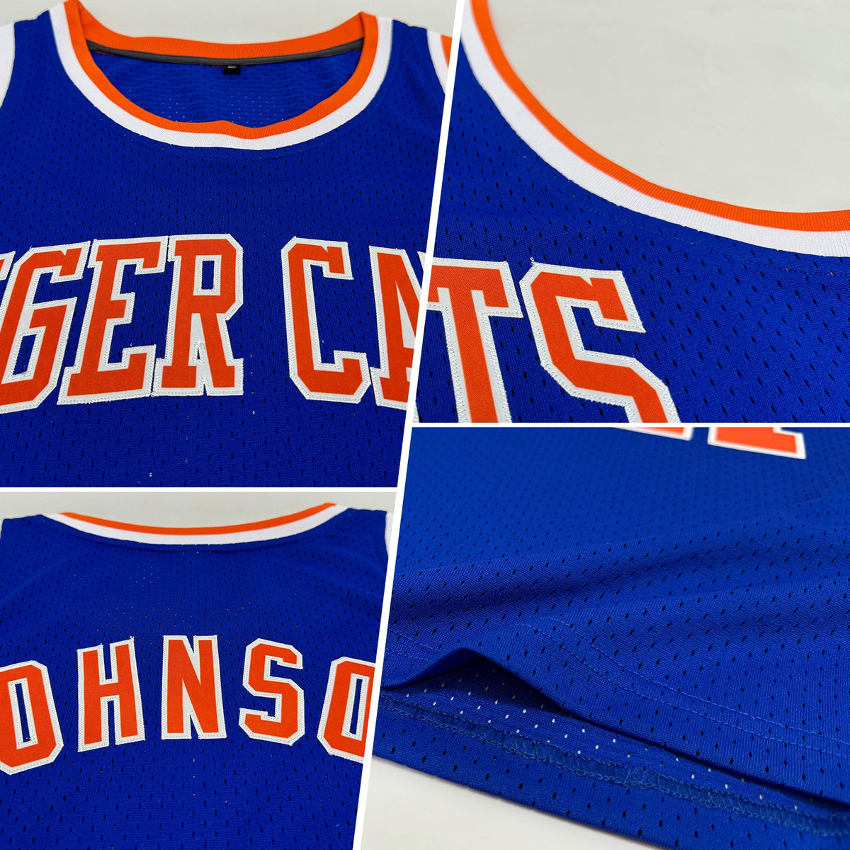 Custom Royal Orange-White Authentic Throwback Basketball Jersey - Back