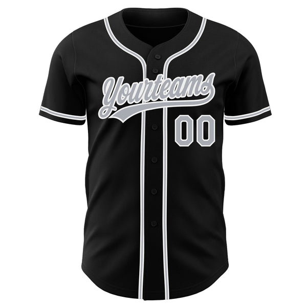 Custom Black Gray-White Authentic Baseball Jersey alternate
