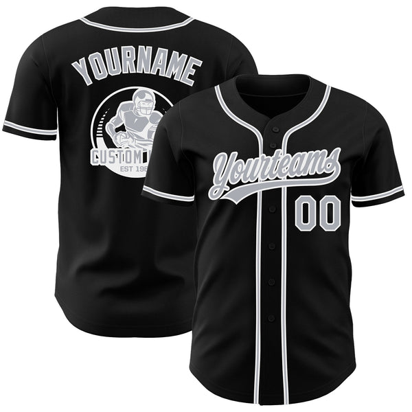 Custom Black Gray-White Authentic Baseball Jersey