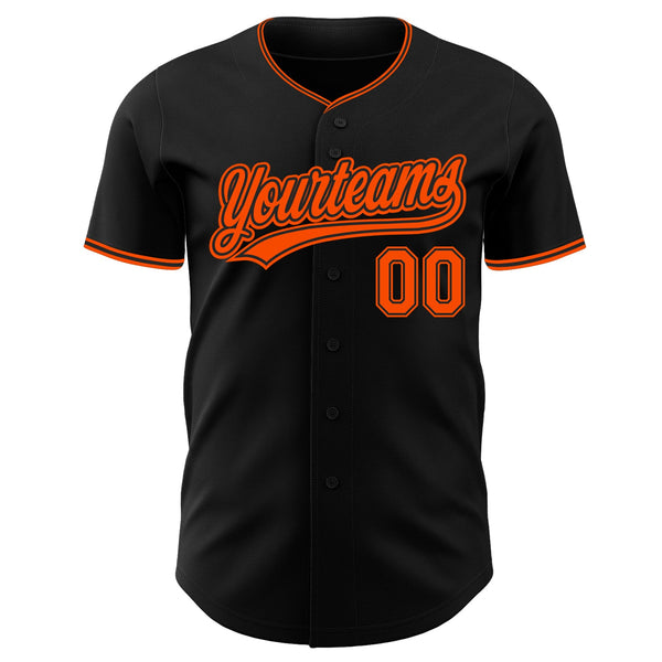 Custom Black-Orange Authentic Baseball Jersey alternate