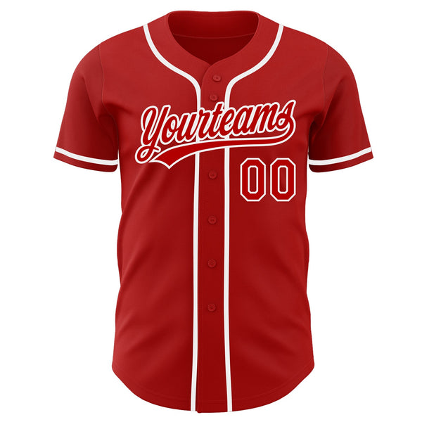 Custom Red-White Authentic Baseball Jersey alternate