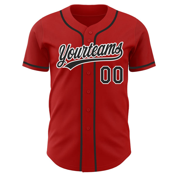 Custom Red Black-White Authentic Baseball Jersey alternate