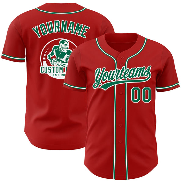 Custom Red Kelly Green-White Authentic Baseball Jersey
