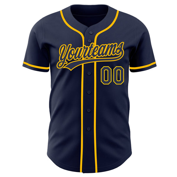 Custom Navy-Gold Authentic Baseball Jersey alternate