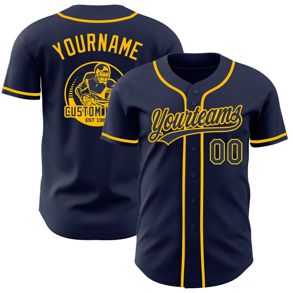 Custom Navy-Gold Authentic Baseball Jersey