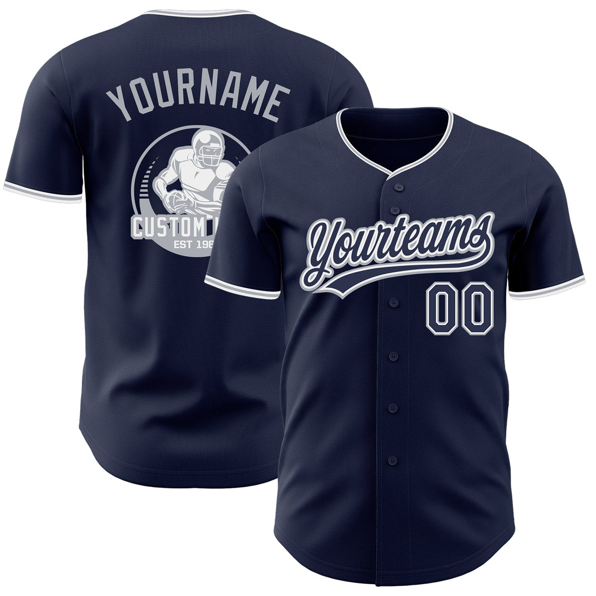 Custom Navy White-Gray Authentic Baseball Jersey