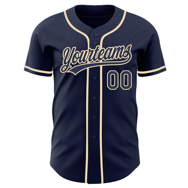 Custom Navy-Cream Authentic Baseball Jersey alternate