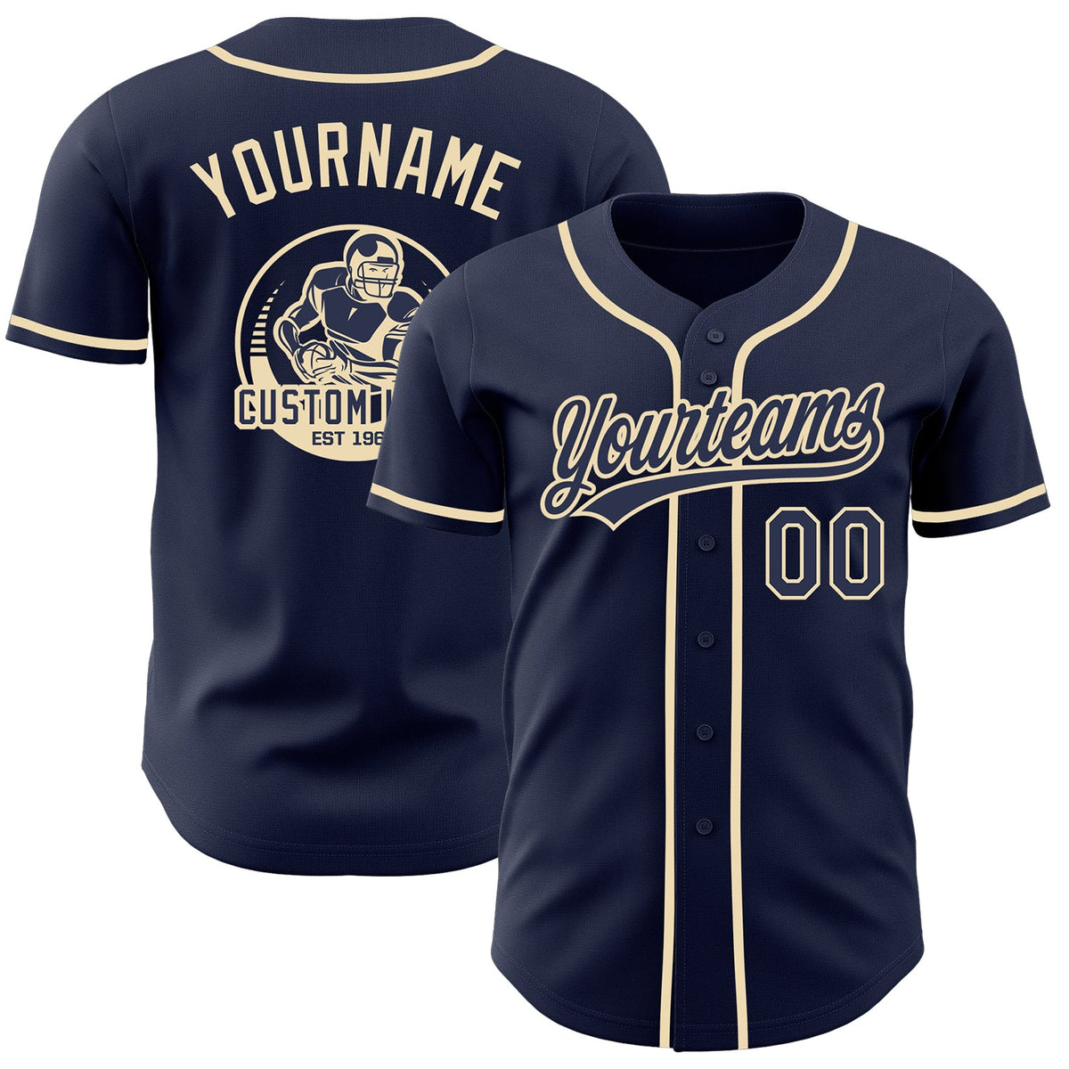 Custom Navy-Cream Authentic Baseball Jersey