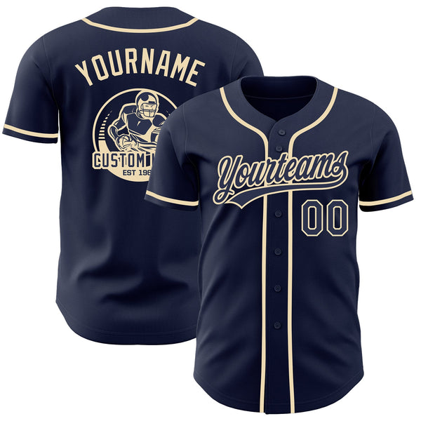 Custom Navy-Cream Authentic Baseball Jersey