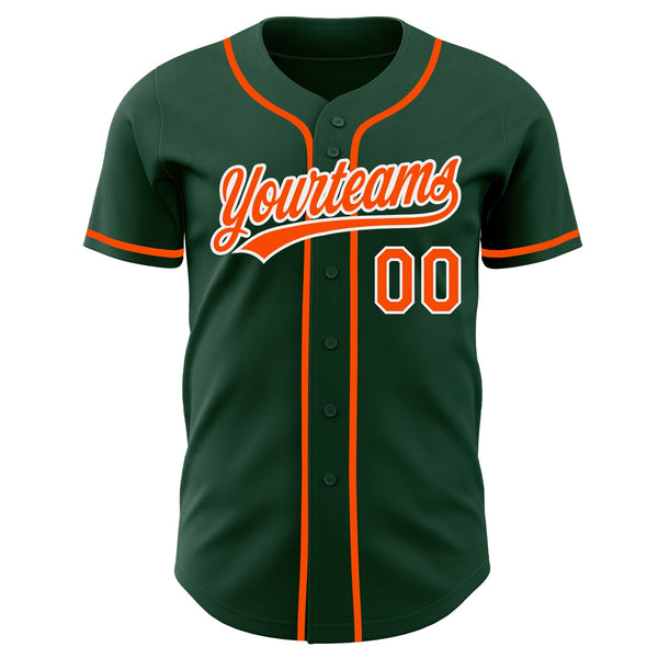 Custom Green Orange-White Authentic Baseball Jersey alternate