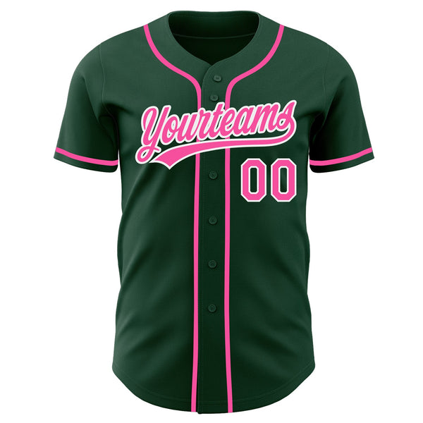 Custom Green Pink-White Authentic Baseball Jersey alternate
