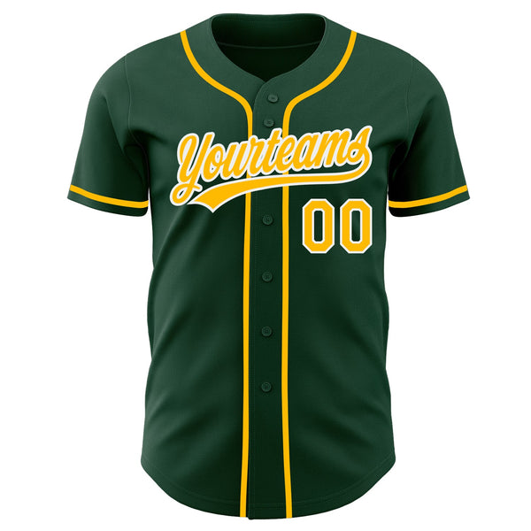 Custom Green Gold-White Authentic Baseball Jersey alternate