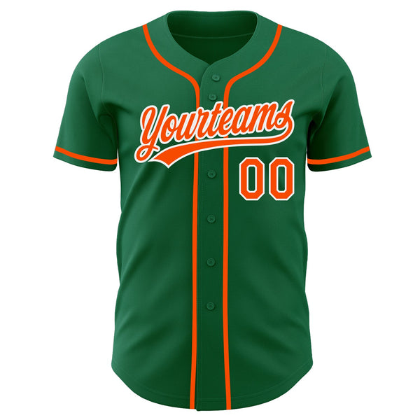 Custom Kelly Green Orange-White Authentic Baseball Jersey alternate