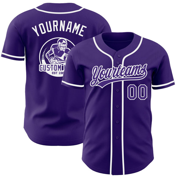 Custom Purple-White Authentic Baseball Jersey
