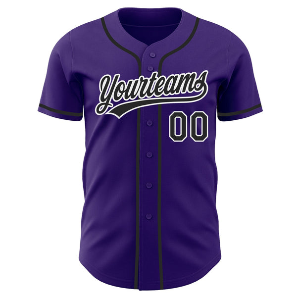 Custom Purple Black-White Authentic Baseball Jersey alternate