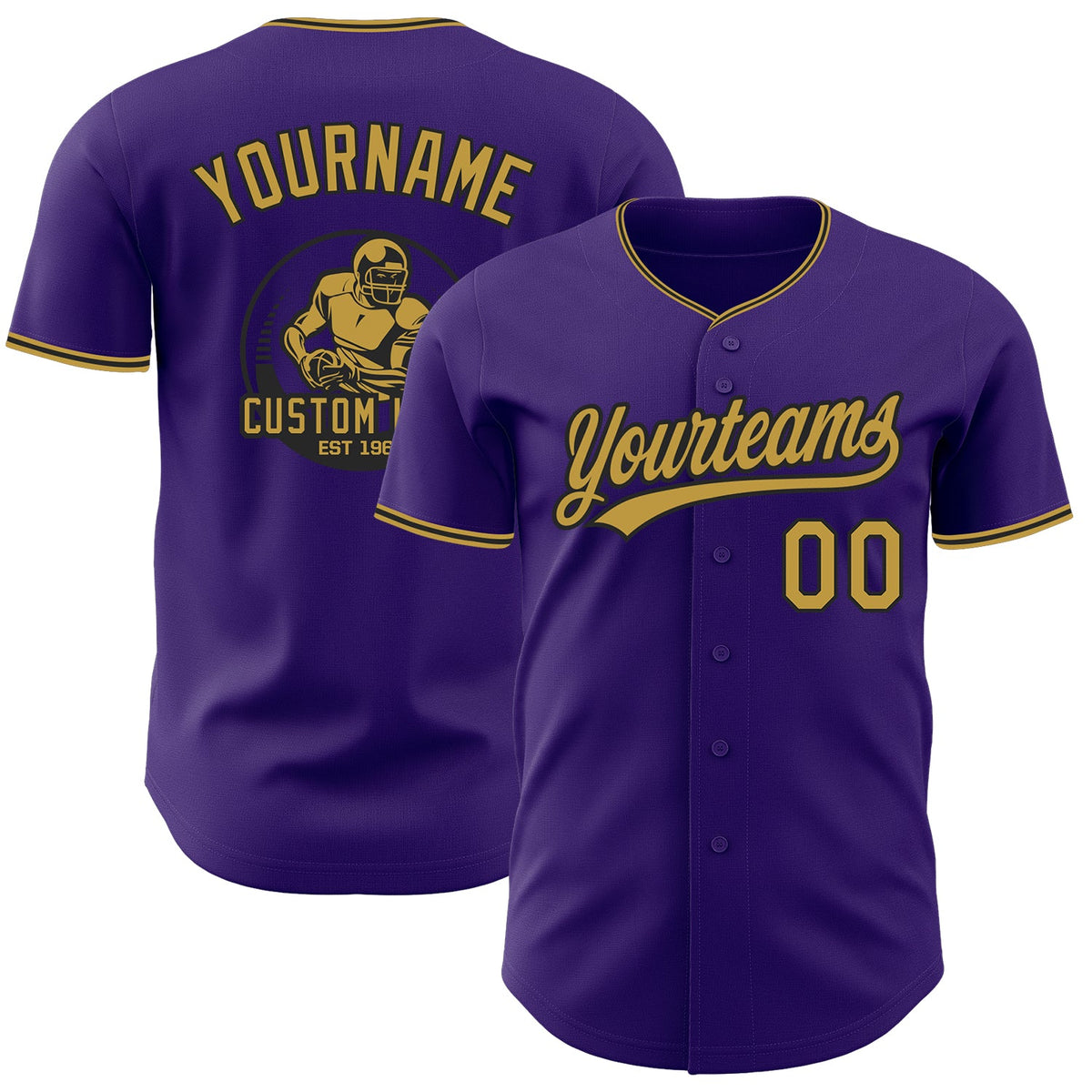 Custom Purple Old Gold-Black Authentic Baseball Jersey