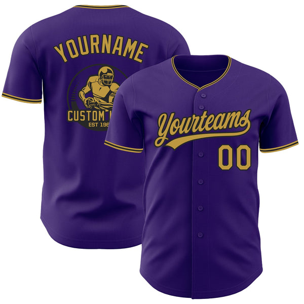 Custom Purple Old Gold-Black Authentic Baseball Jersey