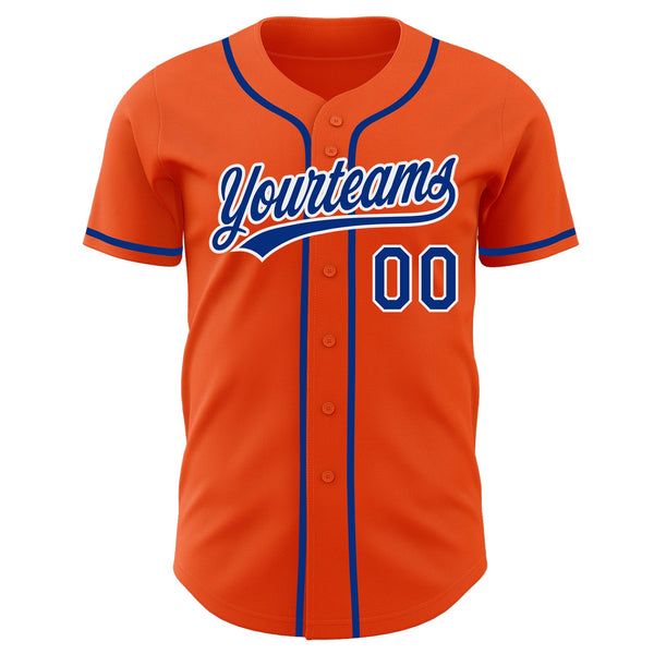 Custom Orange Royal-White Authentic Baseball Jersey alternate