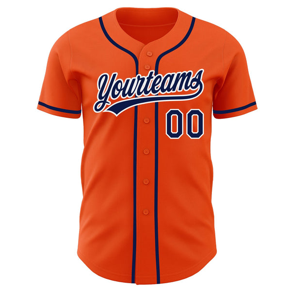 Custom Orange Navy-White Authentic Baseball Jersey alternate