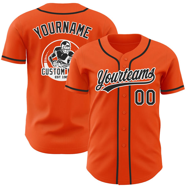 Custom Orange Black-White Authentic Baseball Jersey