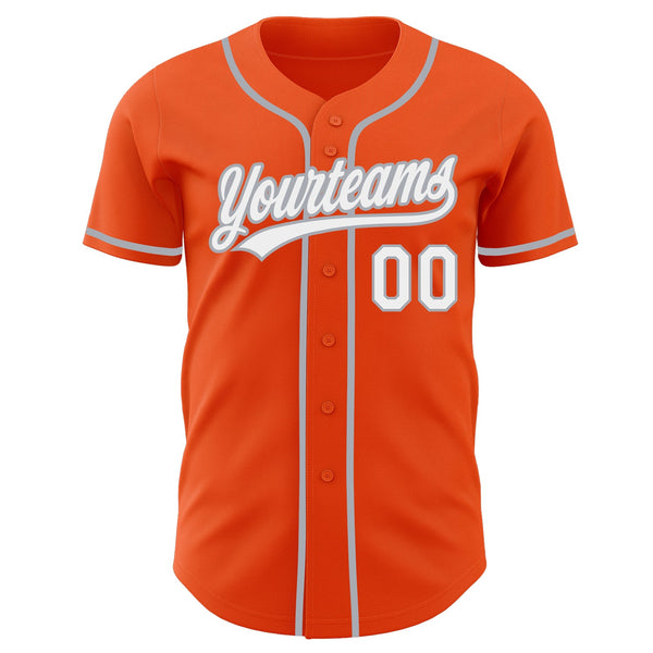 Custom Orange White-Gray Authentic Baseball Jersey alternate