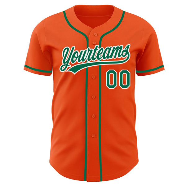 Custom Orange Kelly Green-White Authentic Baseball Jersey alternate