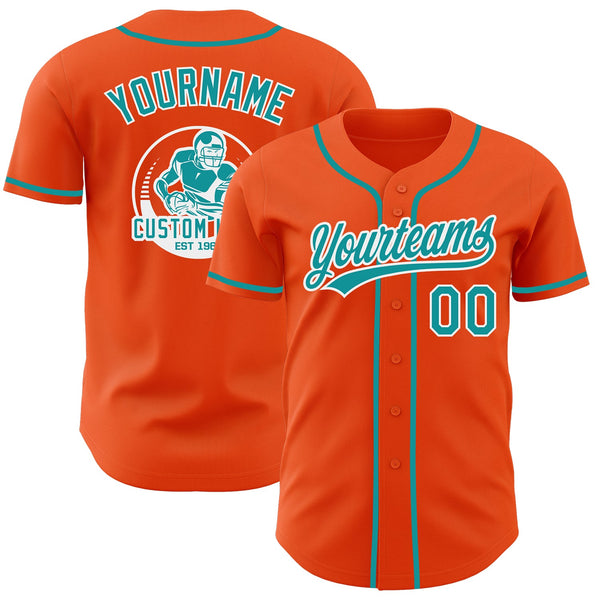 Custom Orange Teal-White Authentic Baseball Jersey