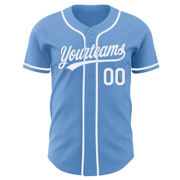 Custom Light Blue-White Authentic Baseball Jersey alternate
