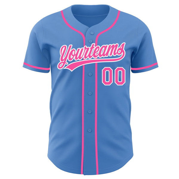Custom Powder Blue Pink-White Authentic Baseball Jersey alternate