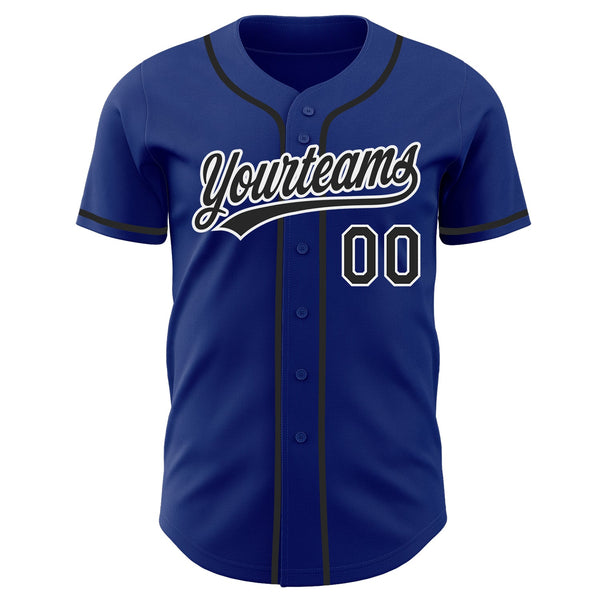 Custom Royal Black-White Authentic Baseball Jersey alternate