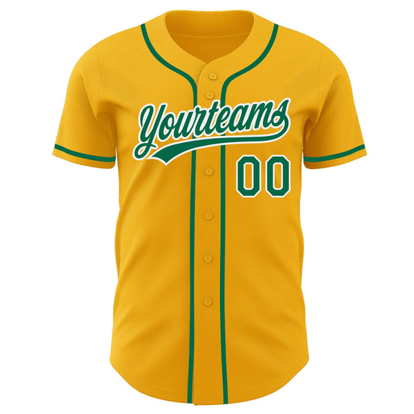 Custom Gold Kelly Green-White Authentic Baseball Jersey alternate