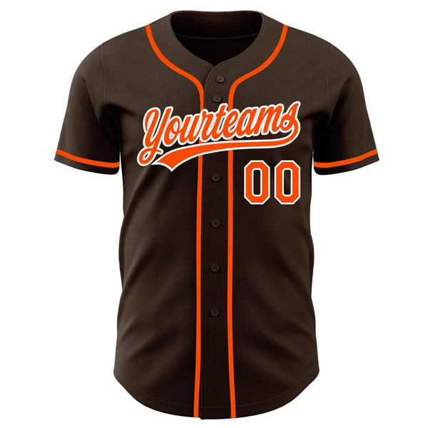 Custom Brown Orange-White Authentic Baseball Jersey alternate