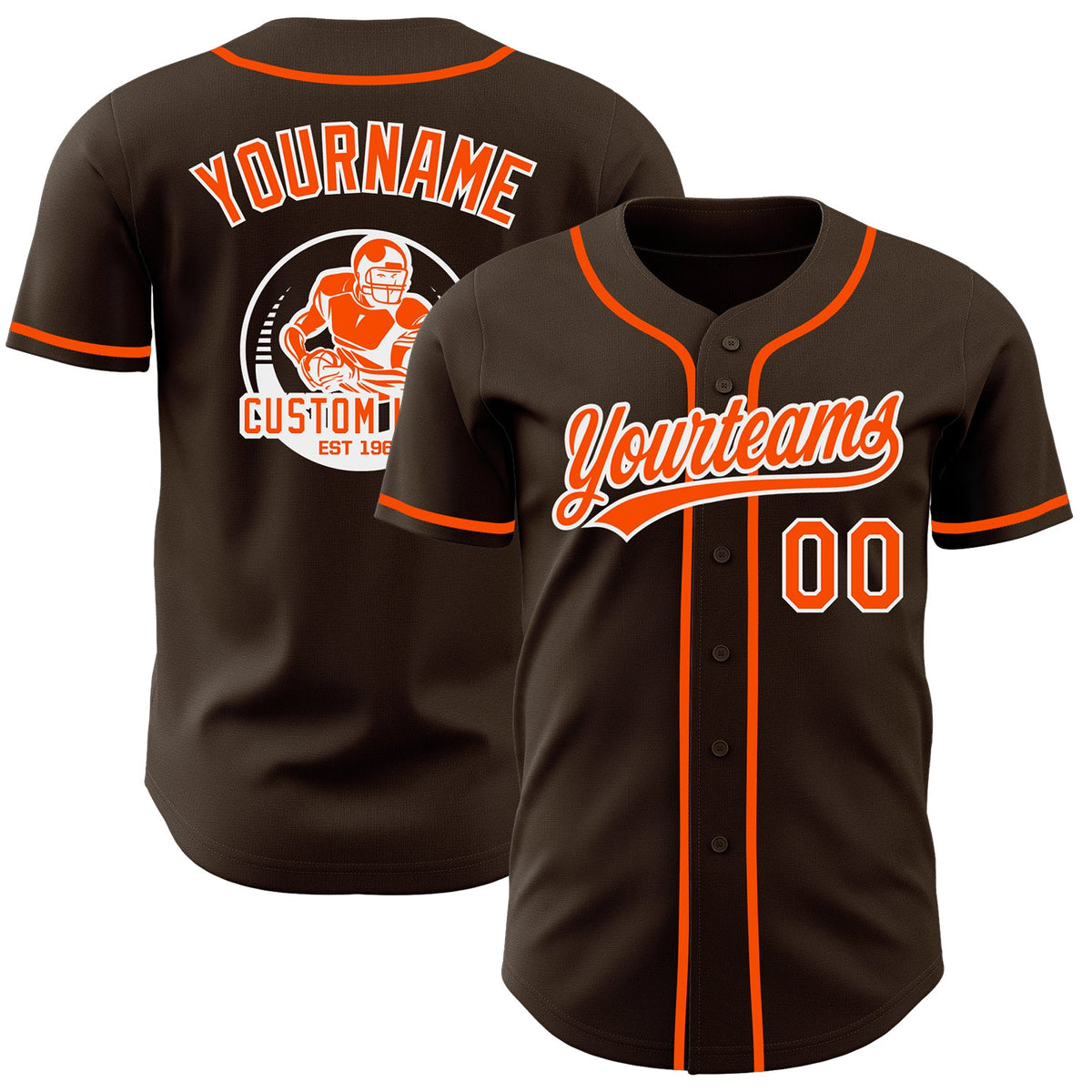 Custom Brown Orange-White Authentic Baseball Jersey