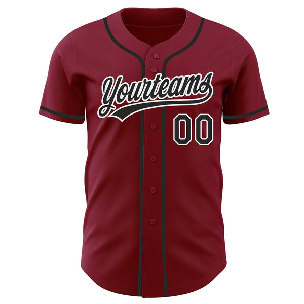 Custom Crimson Black-White Authentic Baseball Jersey alternate