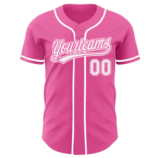 Custom Pink-White Authentic Baseball Jersey alternate