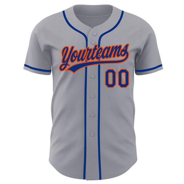Custom Gray Royal-Orange Authentic Baseball Jersey alternate