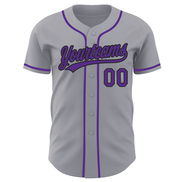 Custom Gray Purple-Black Authentic Baseball Jersey alternate