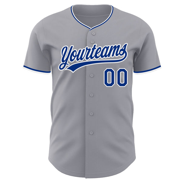 Custom Gray Royal-White Authentic Baseball Jersey alternate
