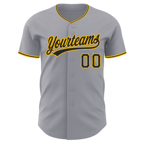 Custom Gray Black-Gold Authentic Baseball Jersey alternate