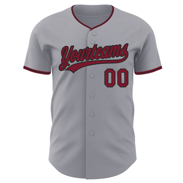 Custom Gray Crimson-Black Authentic Baseball Jersey alternate