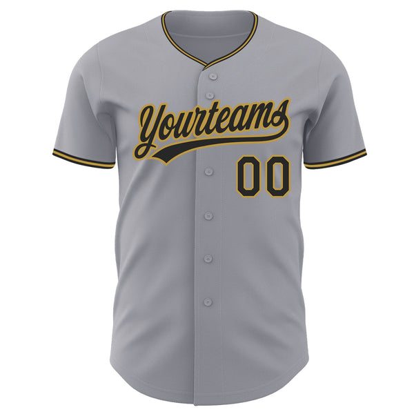 Custom Gray Black-Old Gold Authentic Baseball Jersey alternate