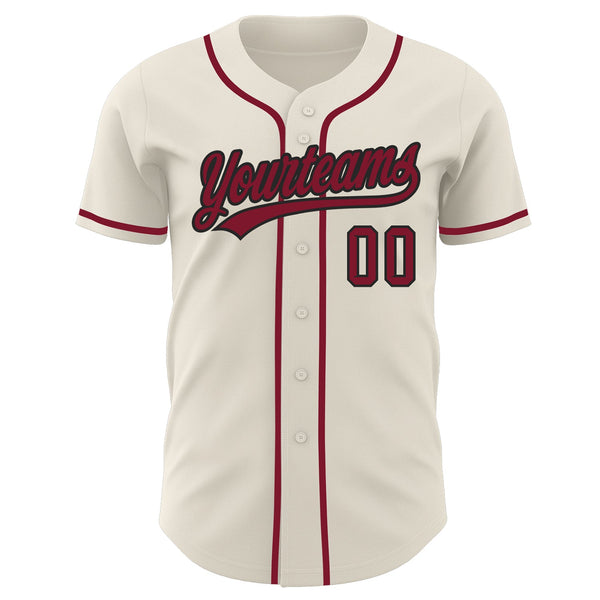 Custom Cream Crimson-Black Authentic Baseball Jersey alternate