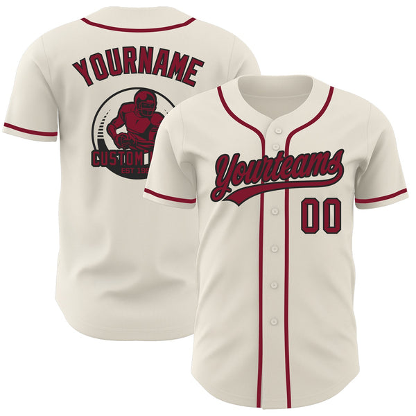 Custom Cream Crimson-Black Authentic Baseball Jersey