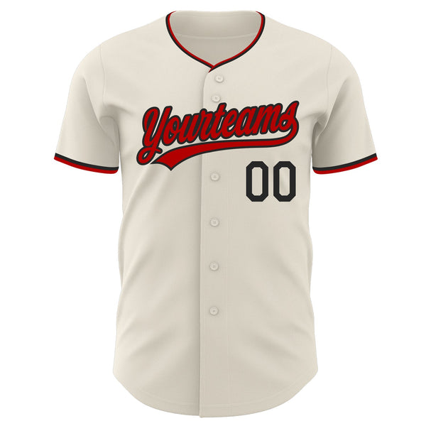 Custom Cream Black-Red Authentic Baseball Jersey alternate