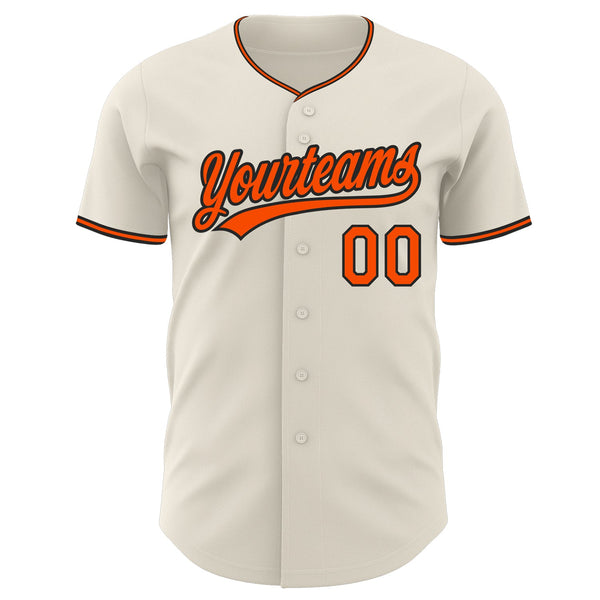 Custom Cream Orange-Black Authentic Baseball Jersey alternate