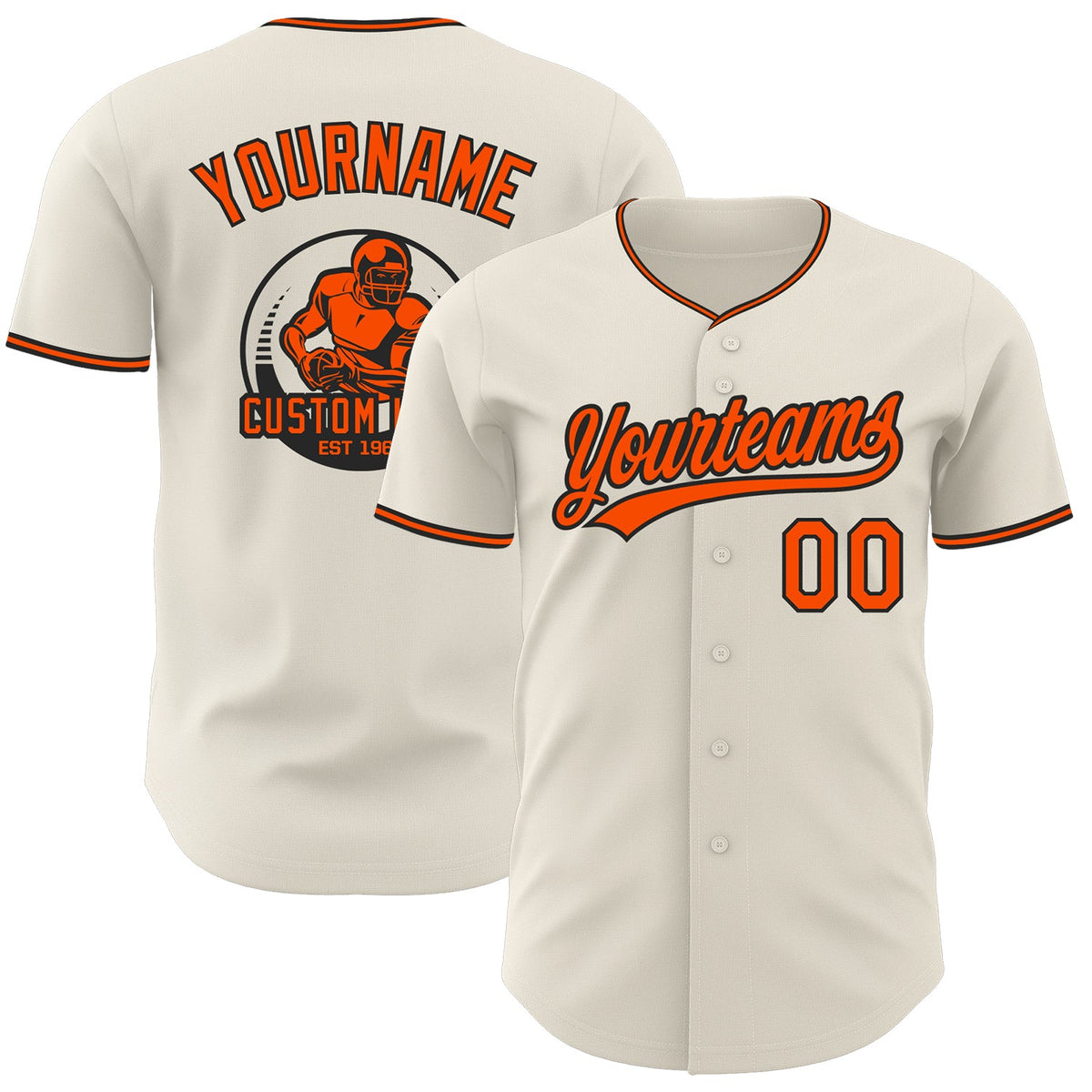 Custom Cream Orange-Black Authentic Baseball Jersey
