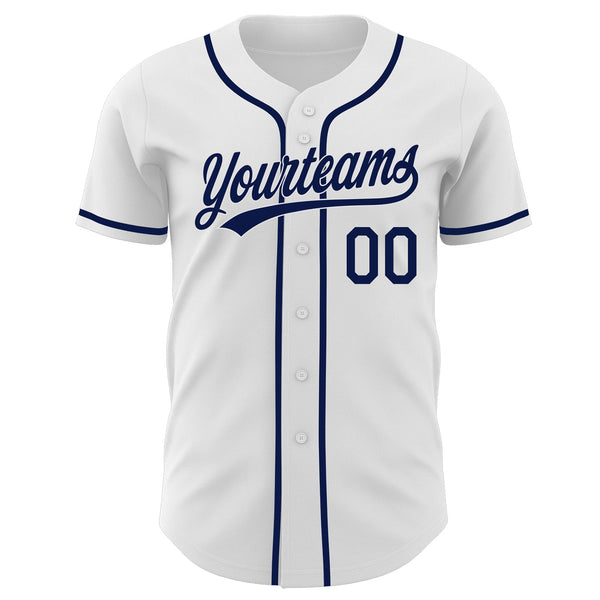 Custom White-Navy Authentic Baseball Jersey alternate