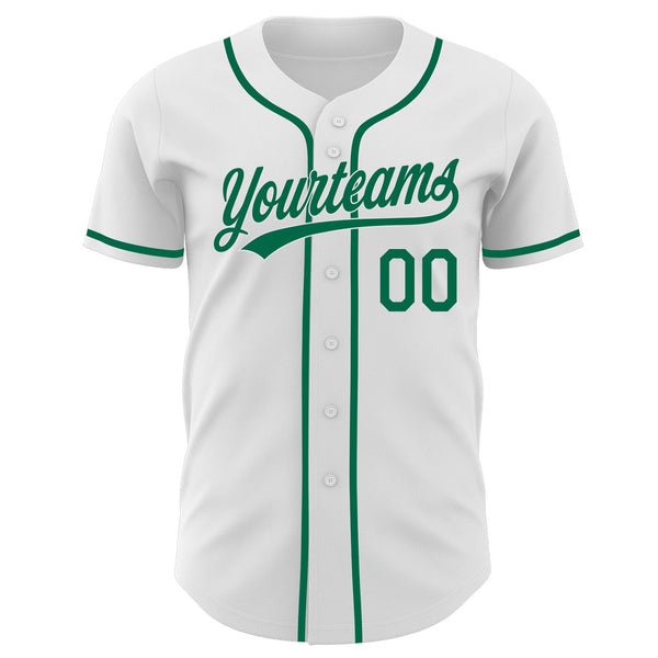 Custom White-Kelly Green Authentic Baseball Jersey alternate