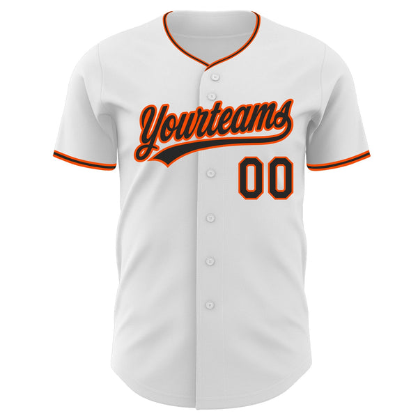 Custom White Black-Orange Authentic Baseball Jersey alternate